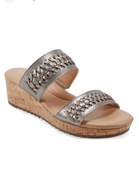 Easy Spirit Lilla Metallic Wedge Slide Sandal - NEW